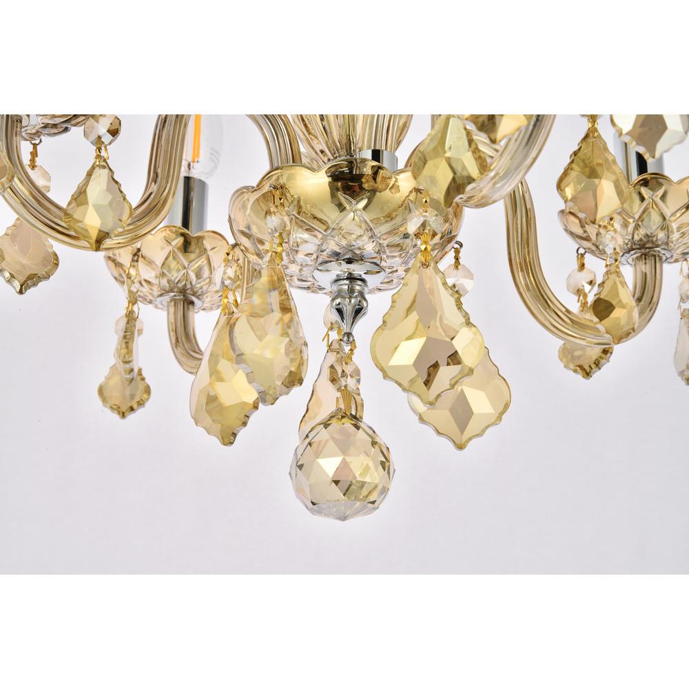 Rococo 4 Light Golden Teak Pendant Golden Teak (Smoky) Royal Cut Crystal. Picture 3