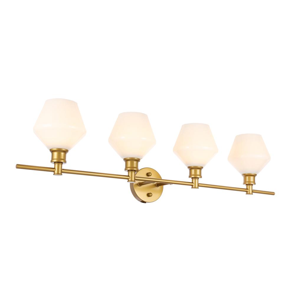 Gene 4 Light Brass And Frosted White Glass Wall Sconce. Picture 5