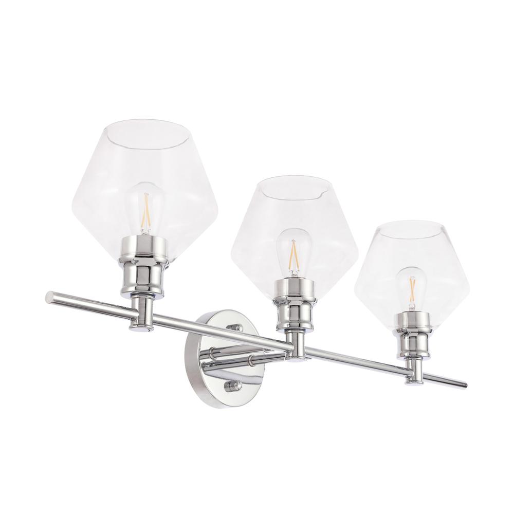 Gene 3 Light Chrome And Clear Glass Wall Sconce. Picture 8