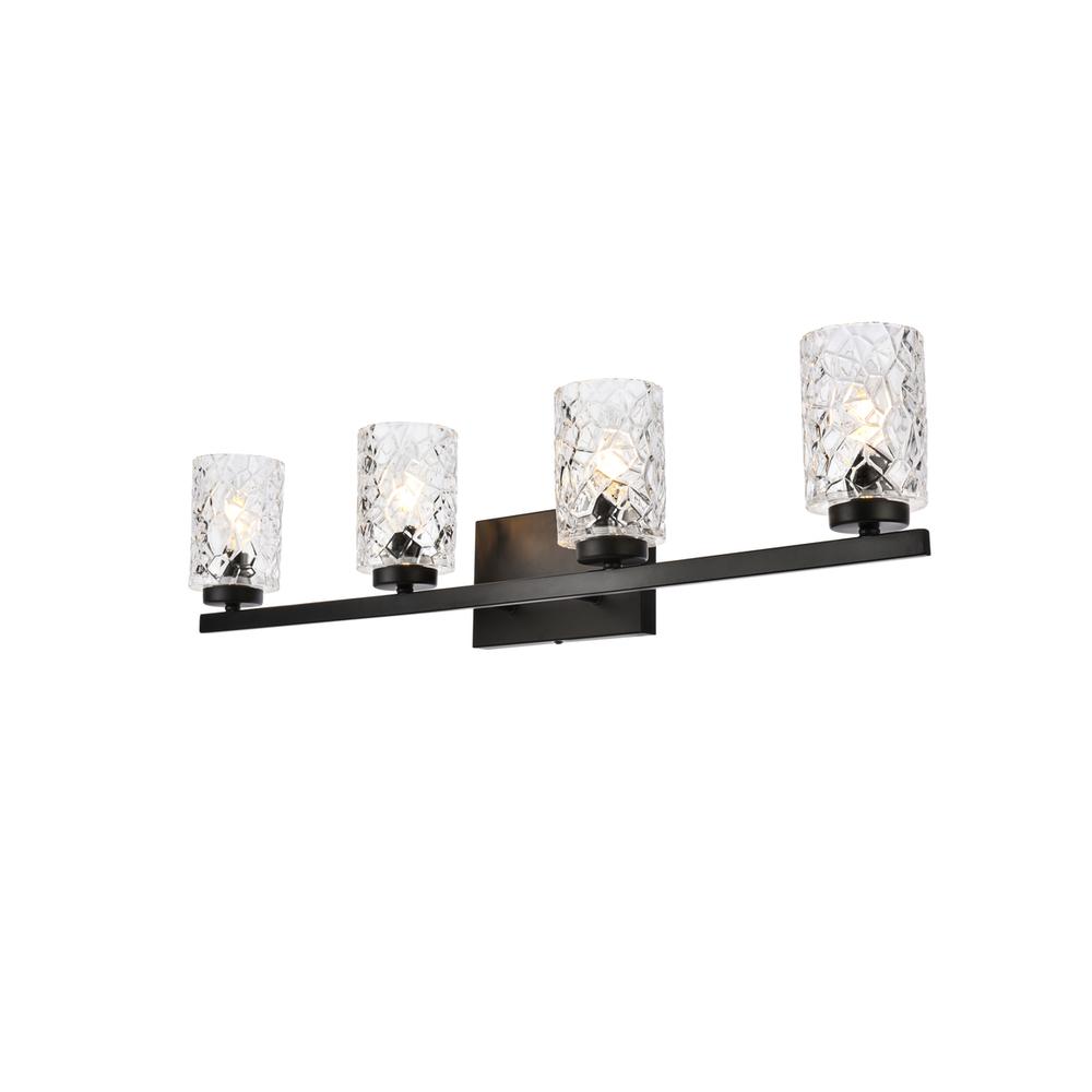 Cassie 4 Lights Bath Sconce In Black With Clear Shade. Picture 2