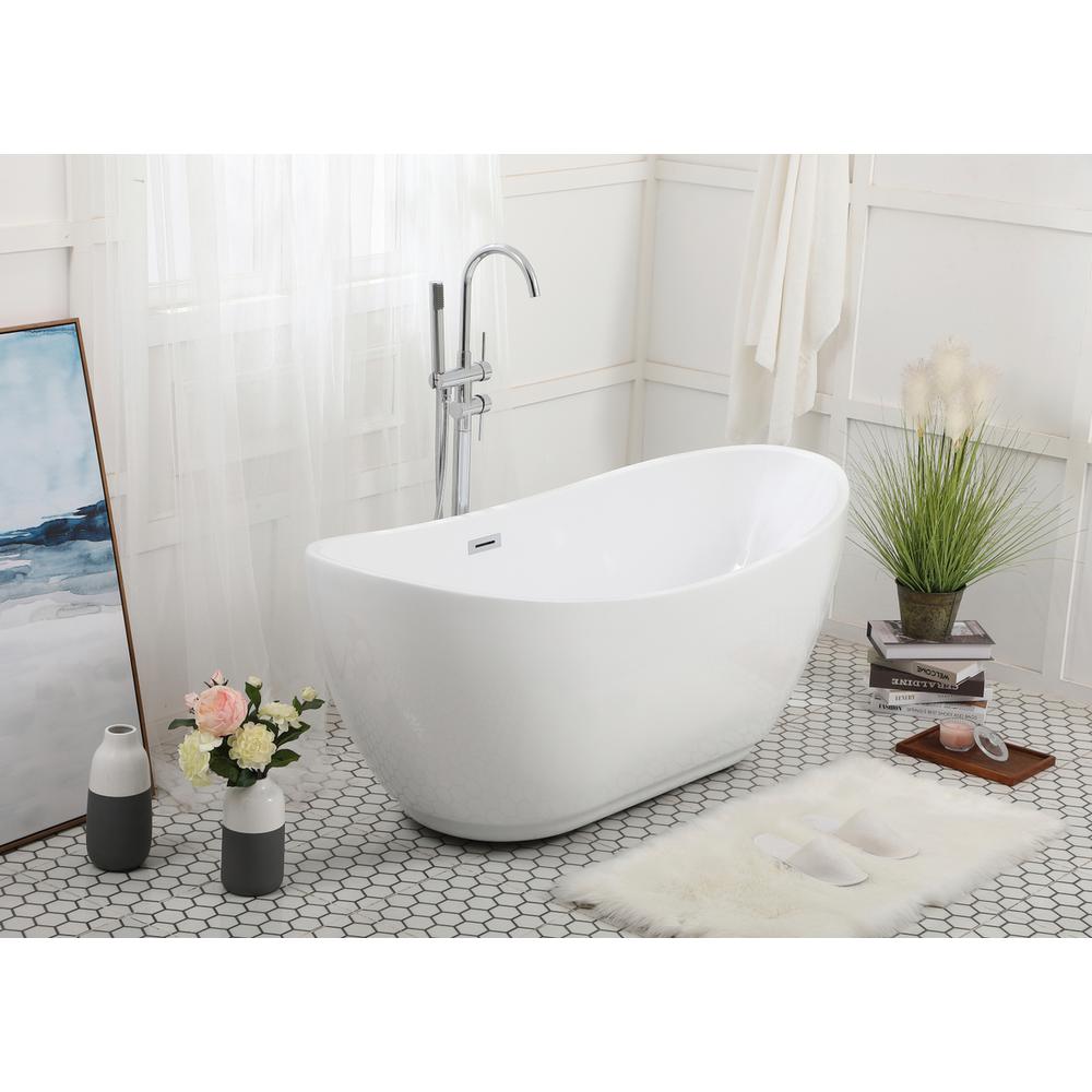 62 Inch Soaking Bathtub In Glossy White. Picture 3