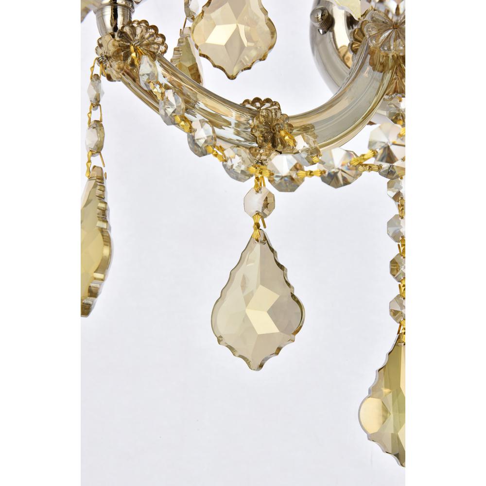 2 Light Golden Teak Wall Sconce Golden Teak (Smoky) Royal Cut Crystal. Picture 5