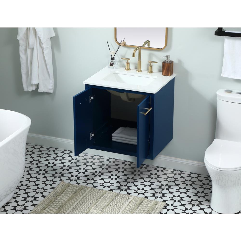 24 Inch Single Bathroom Vanity In Blue. Picture 6
