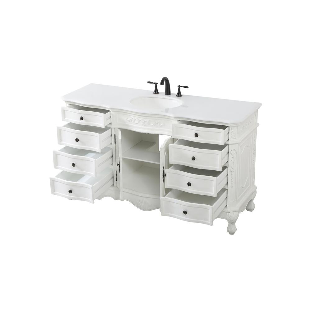 60 Inch Single Bathroom Vanity In Antique White. Picture 9