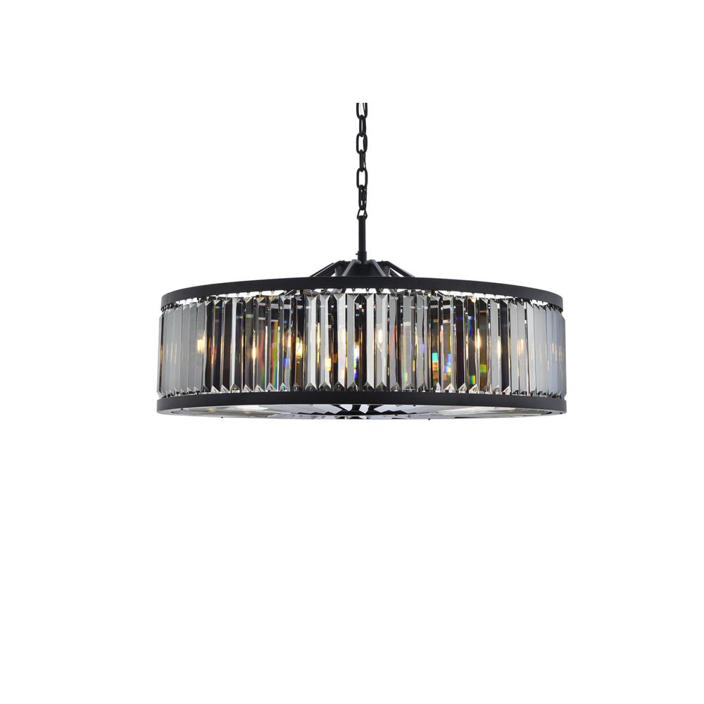 Chelsea 10 Light Matte Black Chandelier Silver Shade (Grey) Royal Cut Crystal. Picture 2