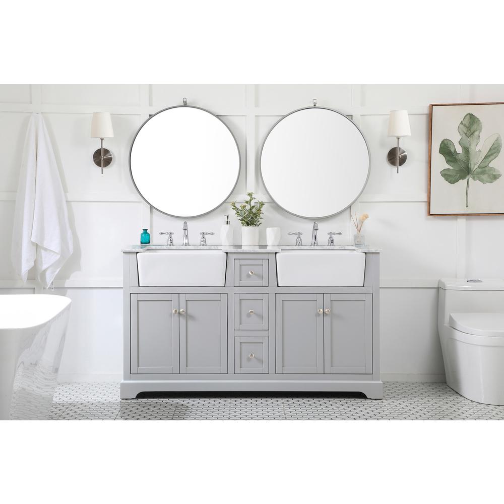 60 Inch Double Bathroom Vanity In Grey. Picture 4
