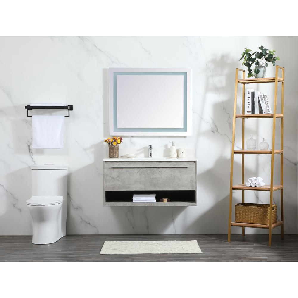 40 Inch Single Bathroom Vanity In Concrete Grey With Backsplash. Picture 4