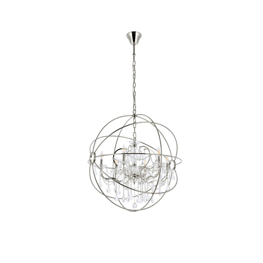Geneva 6 Light Polished Nickel Chandelier Clear Royal Cut Crystal. Picture 6
