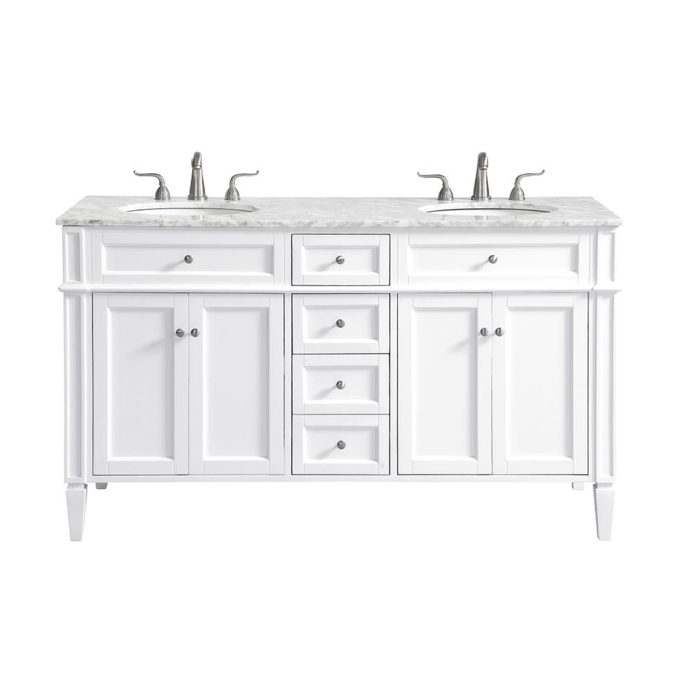 60 In. Double Bathroom Vanity Set In White. Picture 1