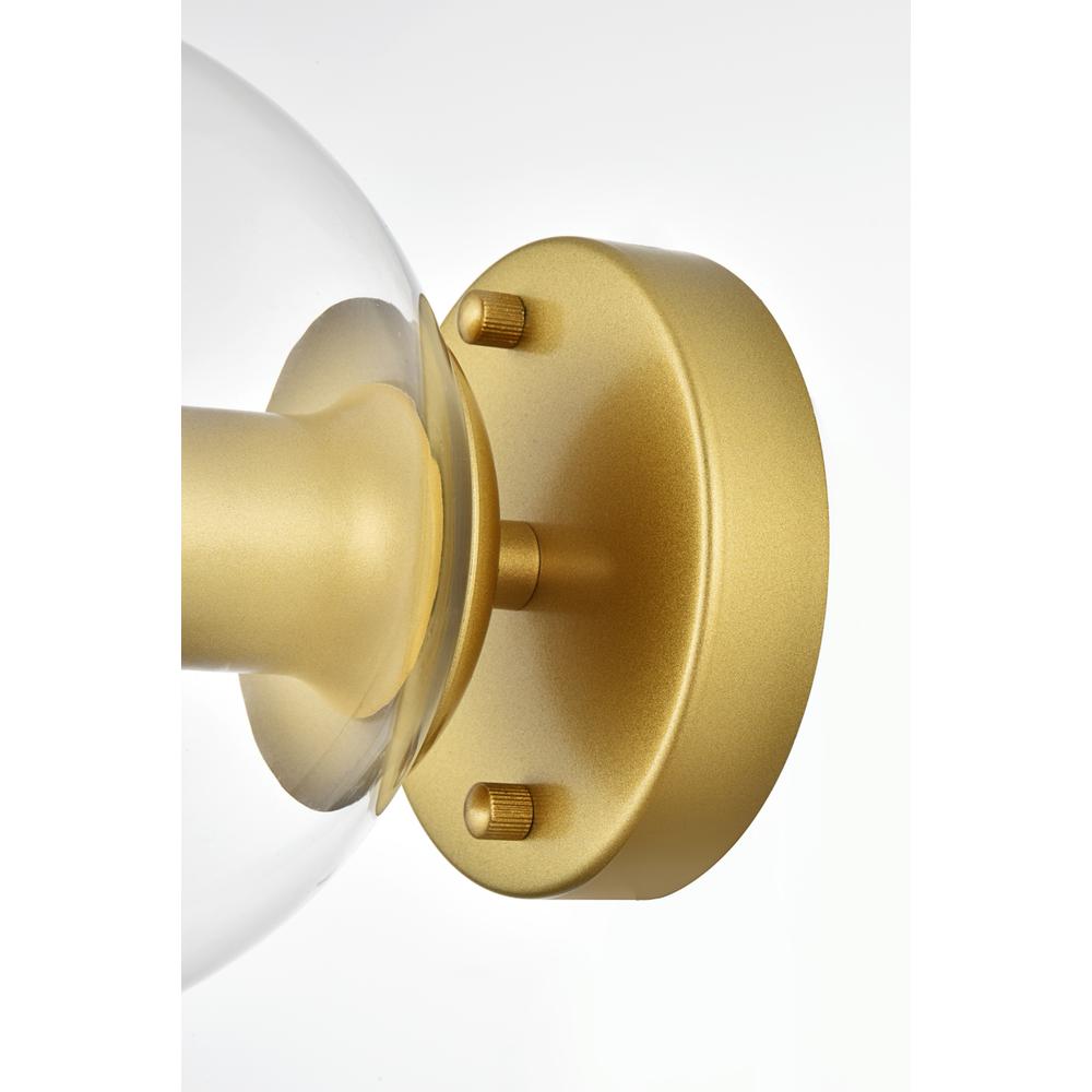 Rogelio 1 Light Brass And Clear Bath Sconce. Picture 4