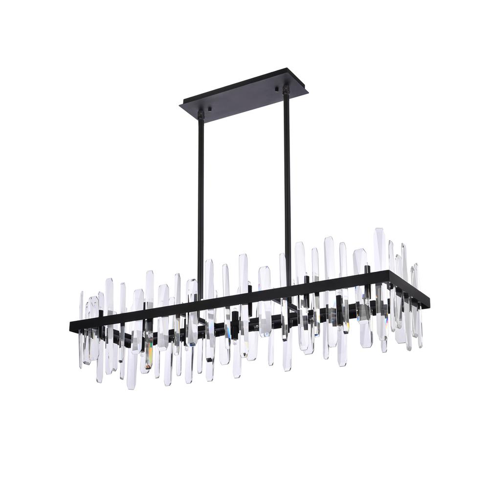 Serena 42 Inch Crystal Rectangle Chandelier In Black. Picture 6