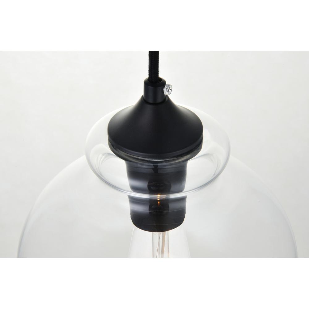 Destry 3 Lights Black Pendant With Clear Glass. Picture 5