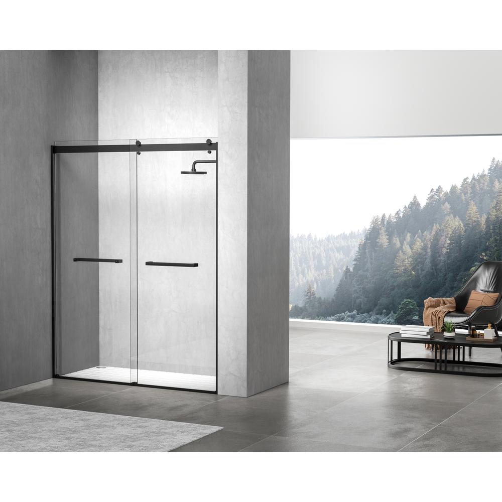 Frameless Shower Door 60 X 76 Matte Black. Picture 3