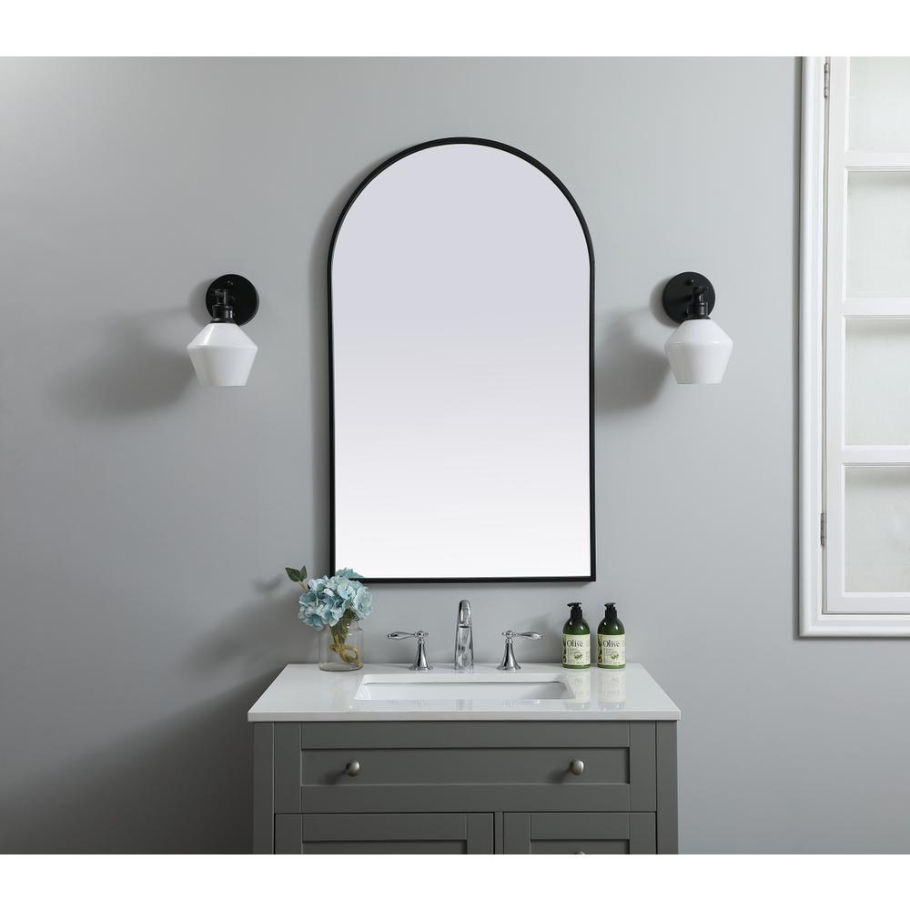 Metal Frame Arch Mirror 24X40 Inch In Black. Picture 9