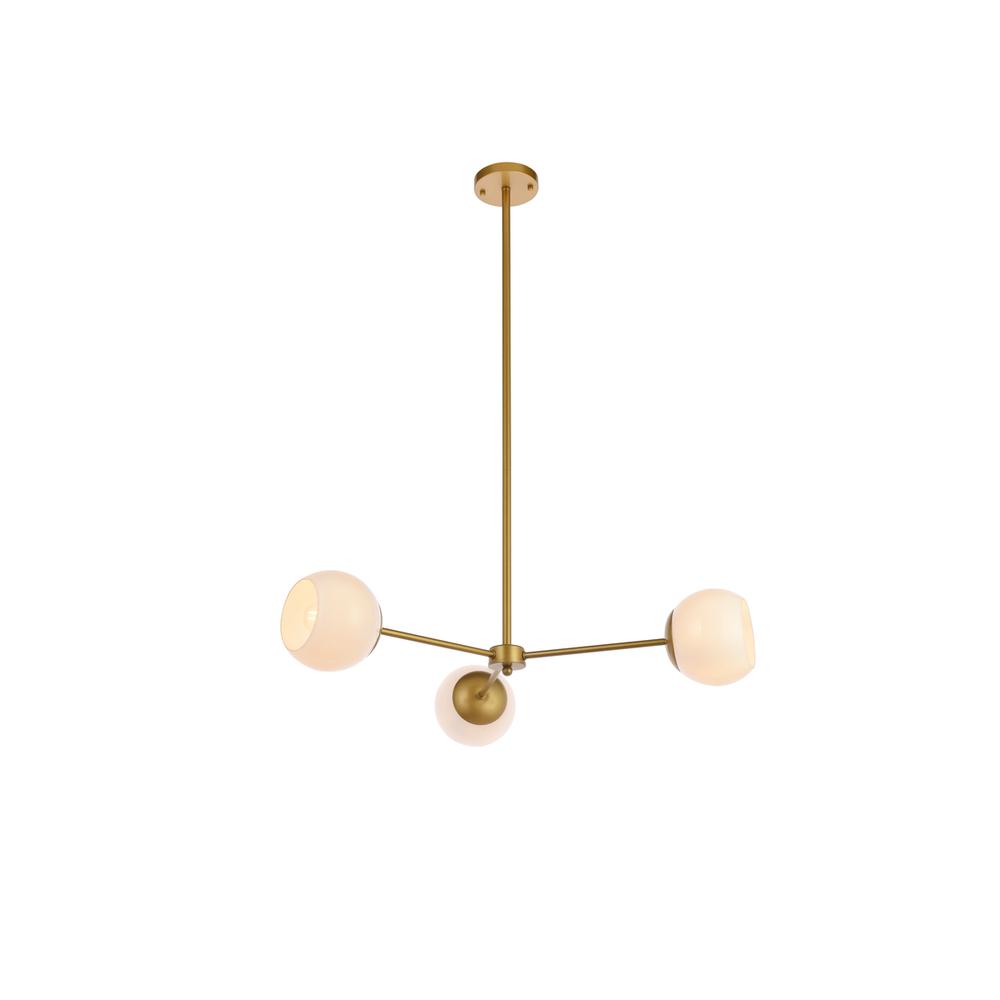 Briggs 32 Inch Pendant In Brass With White Shade. Picture 1
