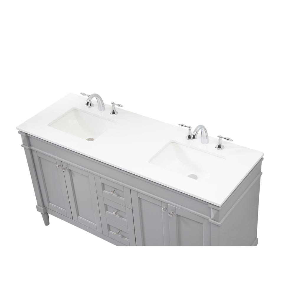60 Inch Double Bathroom Vanity In Grey. Picture 10