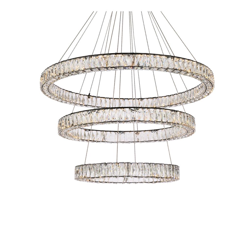 Monroe 41 Inch Led Triple Ring Chandelier In Black. Picture 2