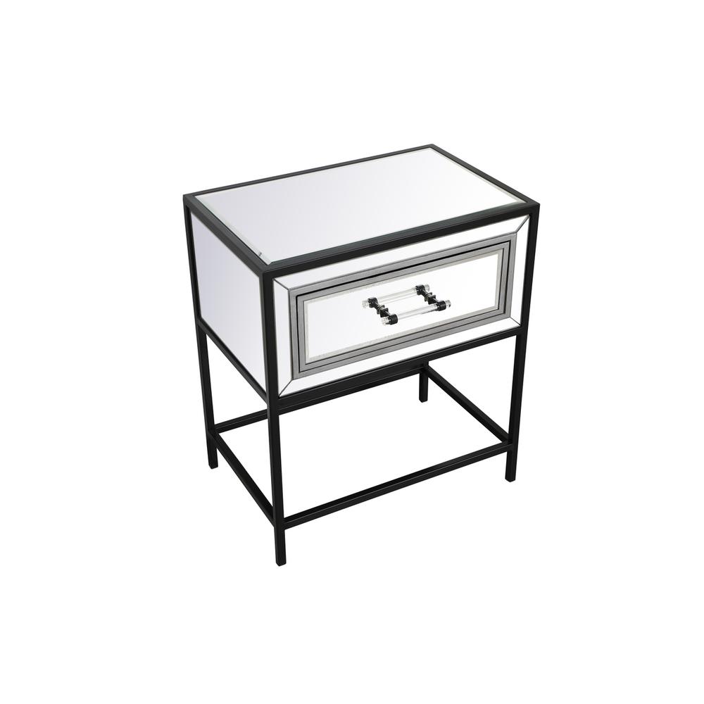 21 Inch Mirrored One Drawer End Table In Black. Picture 5