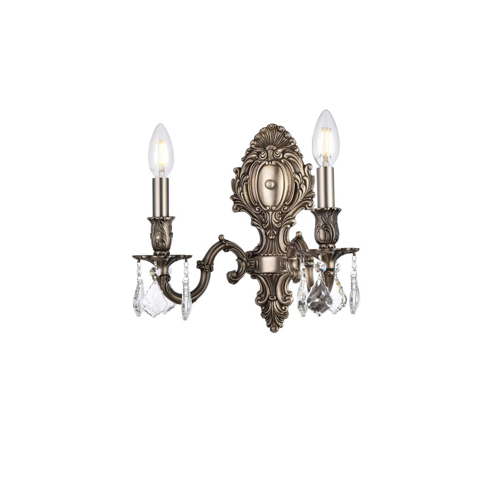Monarch 2 Light Pewter Wall Sconce Clear Royal Cut Crystal. Picture 2