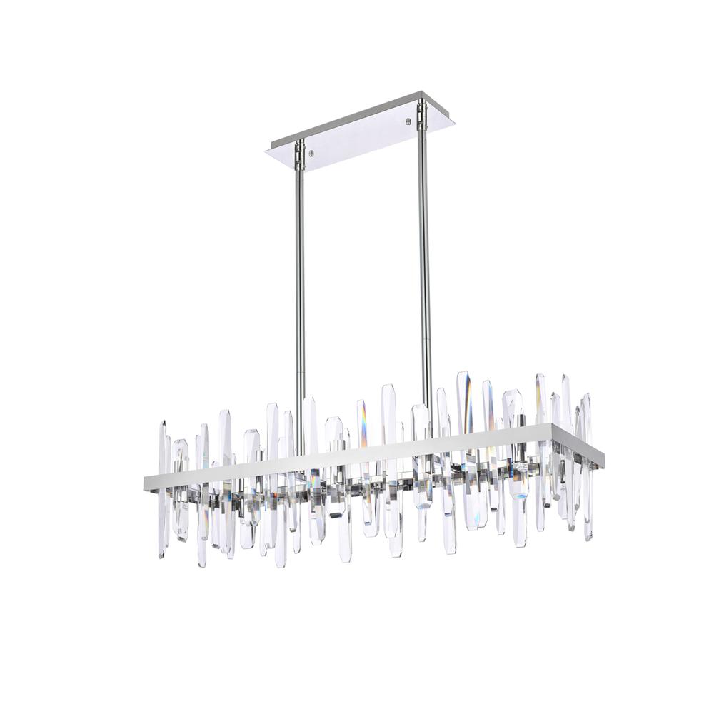 Serena 36 Inch Crystal Rectangle Chandelier In Chrome. Picture 6