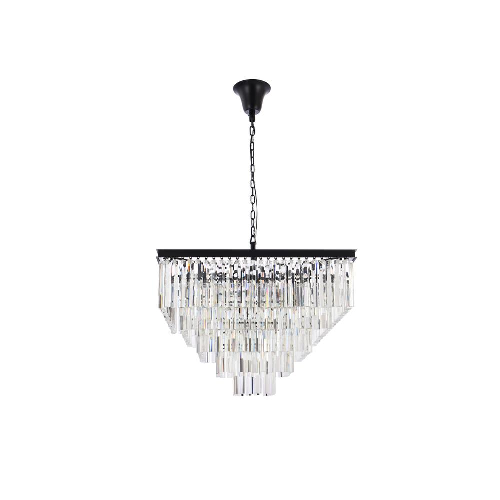 Sydney 34 Inch Square Crystal Chandelier In Matte Black. Picture 6