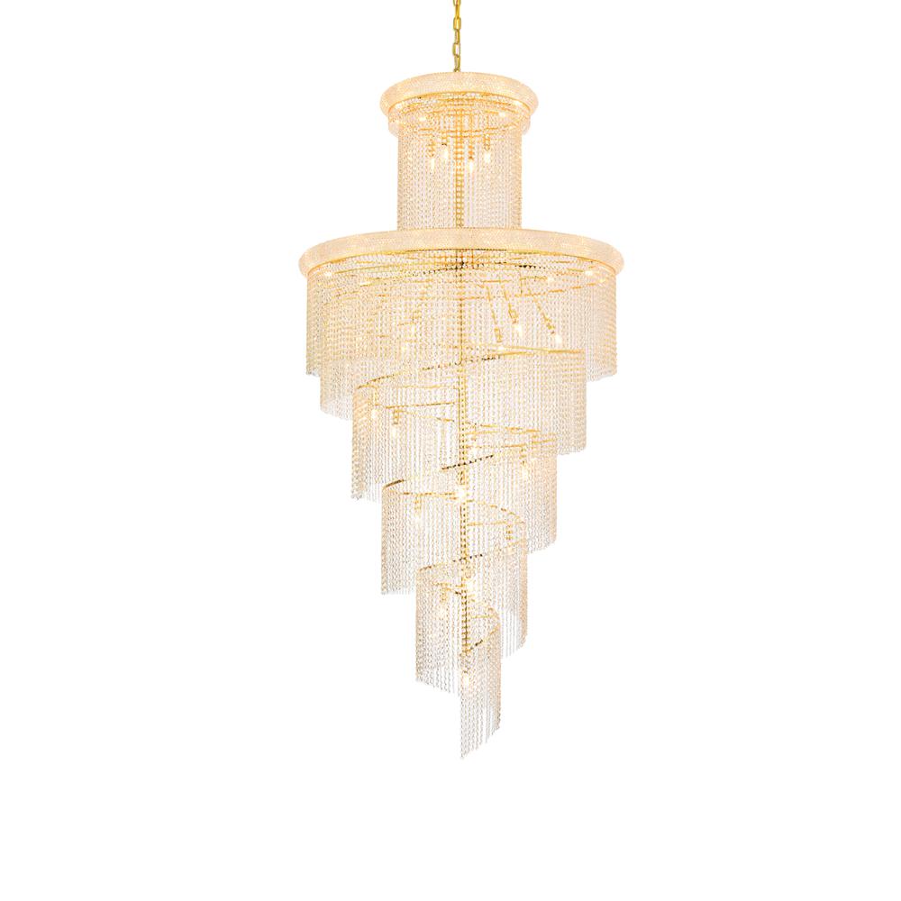 Spiral 41 Light Gold Chandelier Clear Royal Cut Crystal. Picture 2