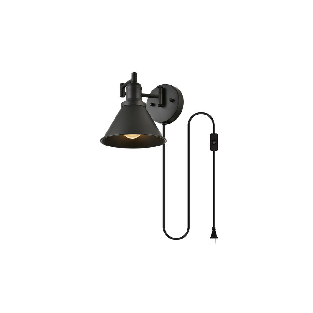 Jair 1 Light Black Swing Arm Plug In Wall Sconce. Picture 2