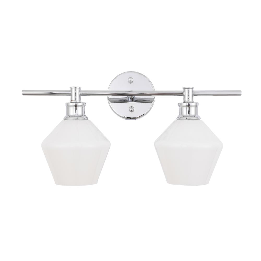 Gene 2 Light Chrome And Frosted White Glass Wall Sconce. Picture 10