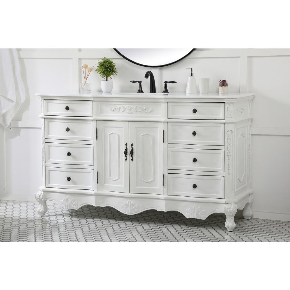 60 Inch Single Bathroom Vanity In Antique White. Picture 2