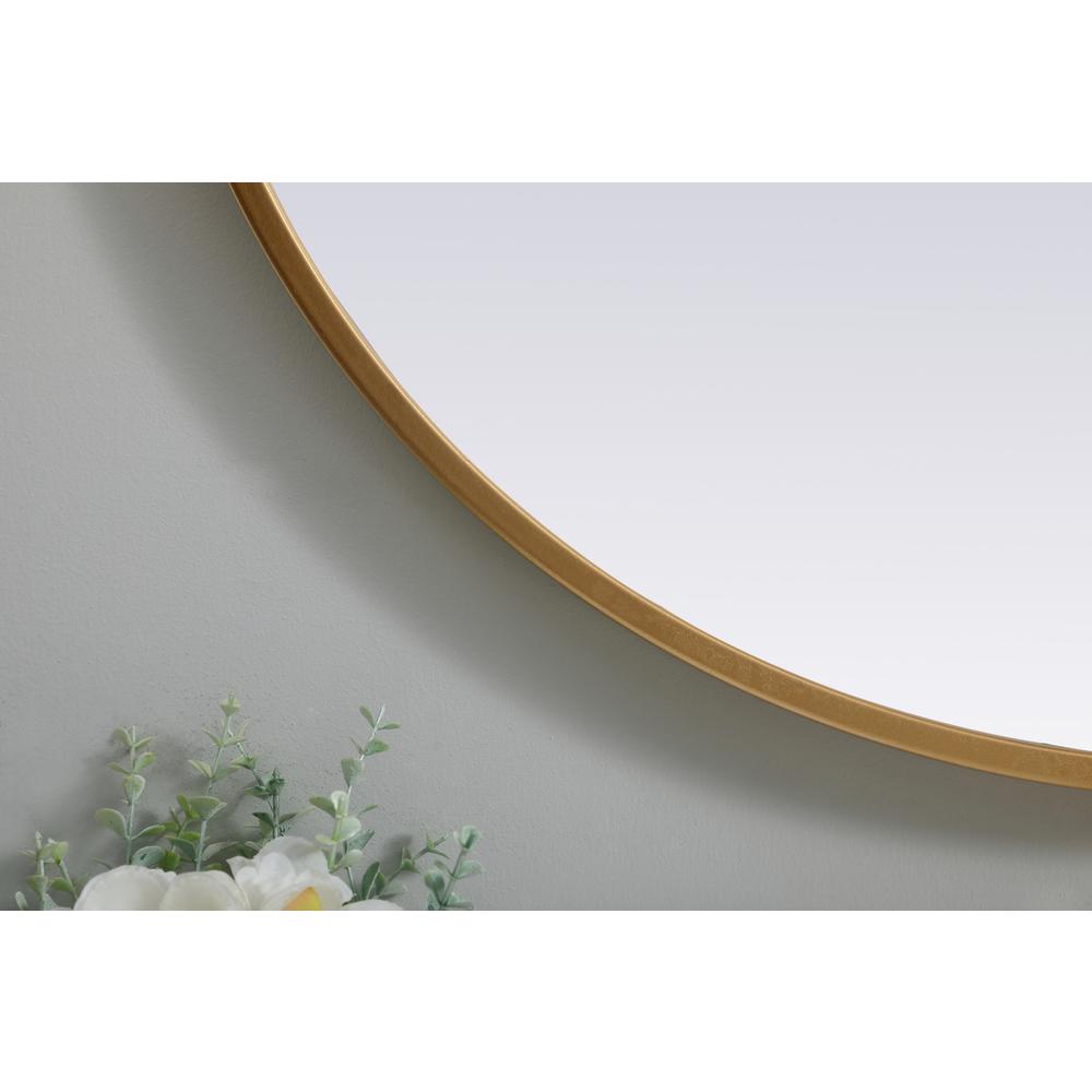 Metal Frame Oval Mirror 24X30 Inch In Brass. Picture 5