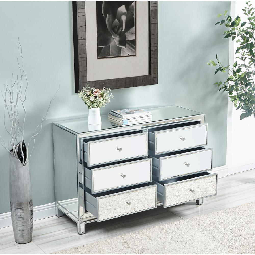 Dresser 6 Drawers 48In. W X 18In. Din. X 32In. H In Antique Silver Paint. Picture 11