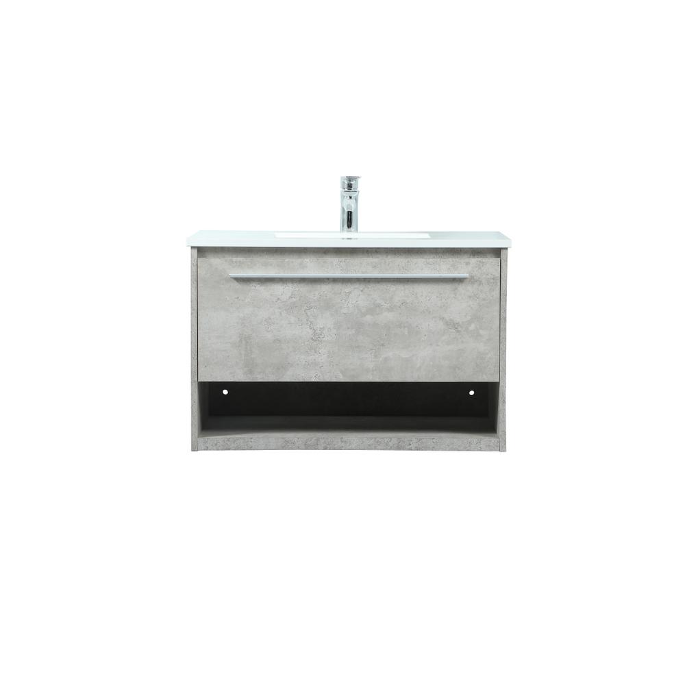 30 Inch Single Bathroom Vanity In Concrete Grey. Picture 1