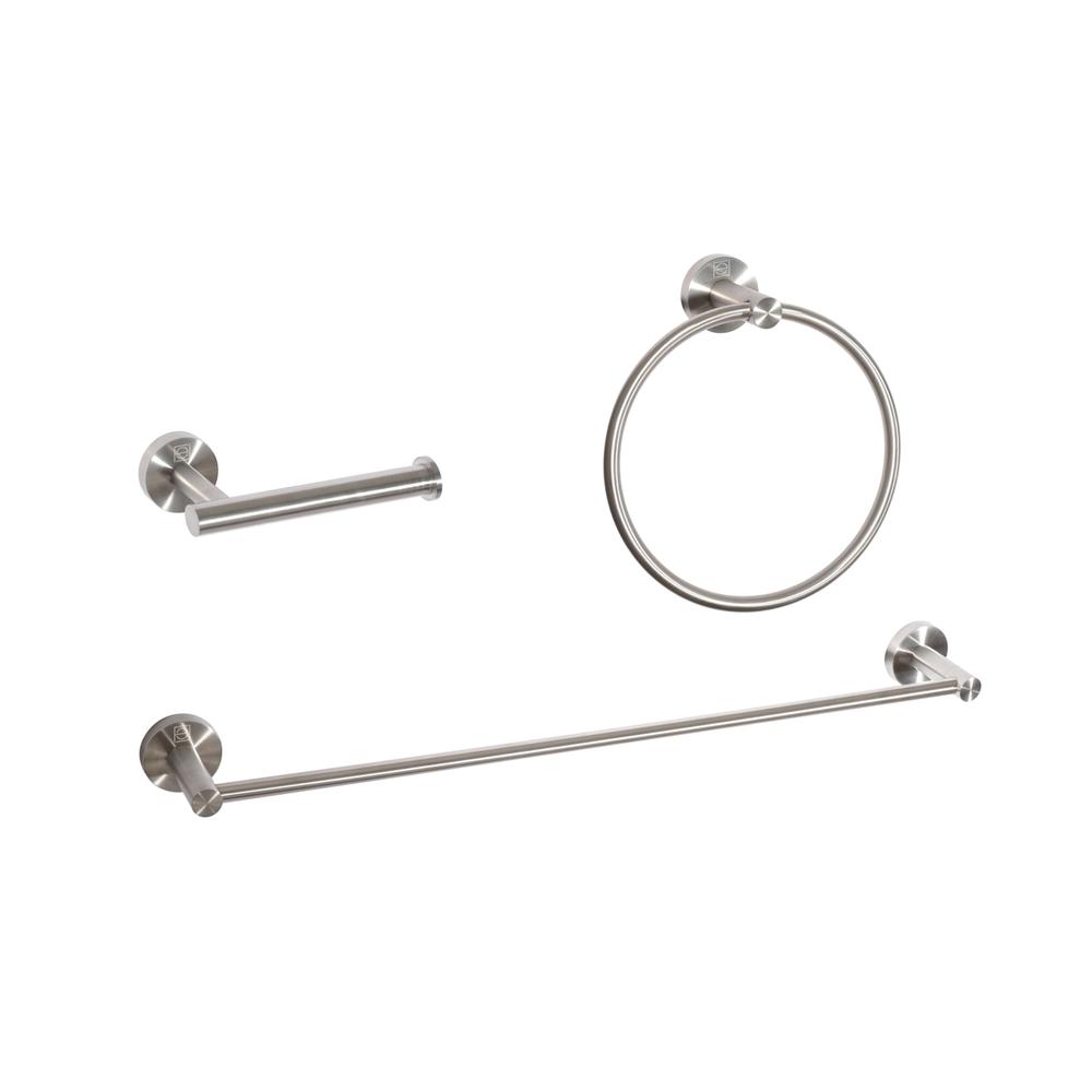 Alma 3-Piece Bathroom Hardware Set In Brushed Nickel. Picture 1