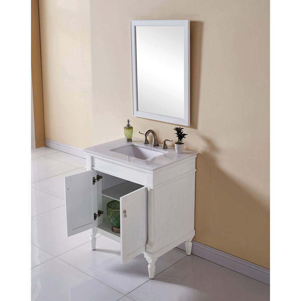 30 In. Single Bathroom Vanity Set In Antique White. Picture 11