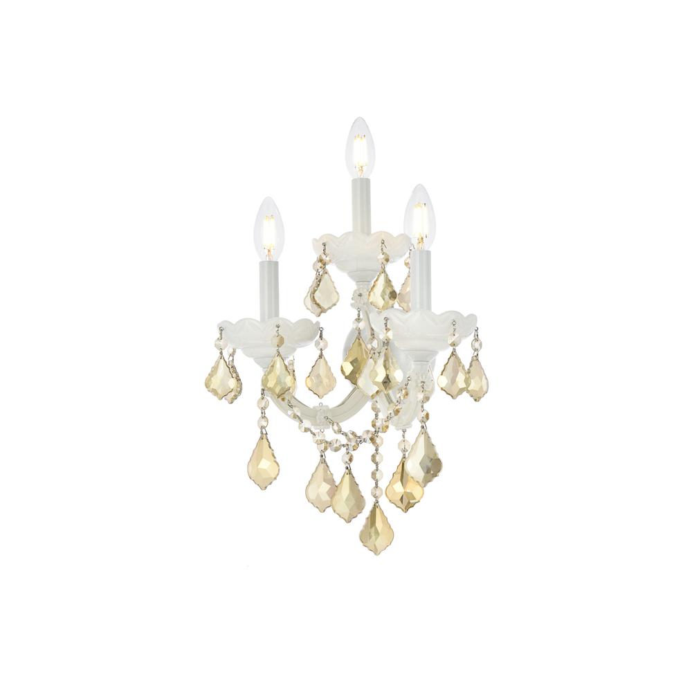 Maria Theresa 3 Light White Wall Sconce Golden Teak (Smoky) Royal Cut Crystal. Picture 2