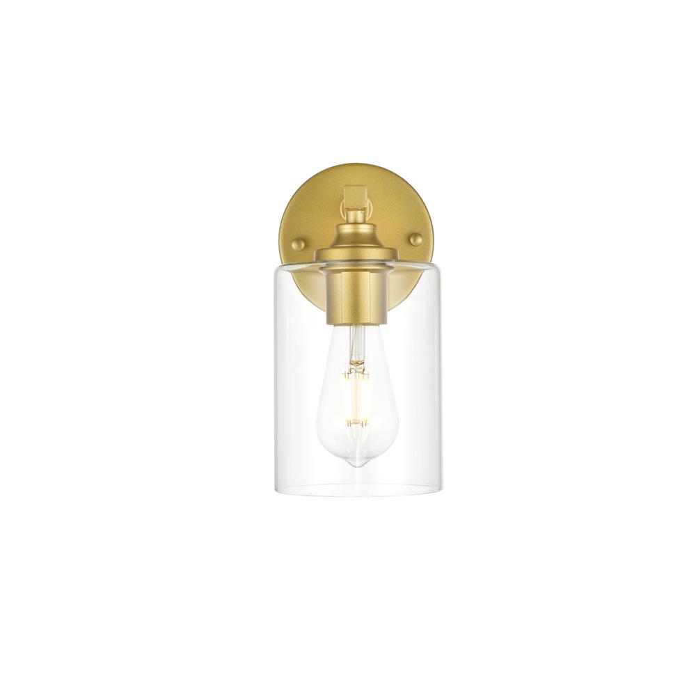 Mayson 1 Light Brass And Clear Bath Sconce. Picture 1