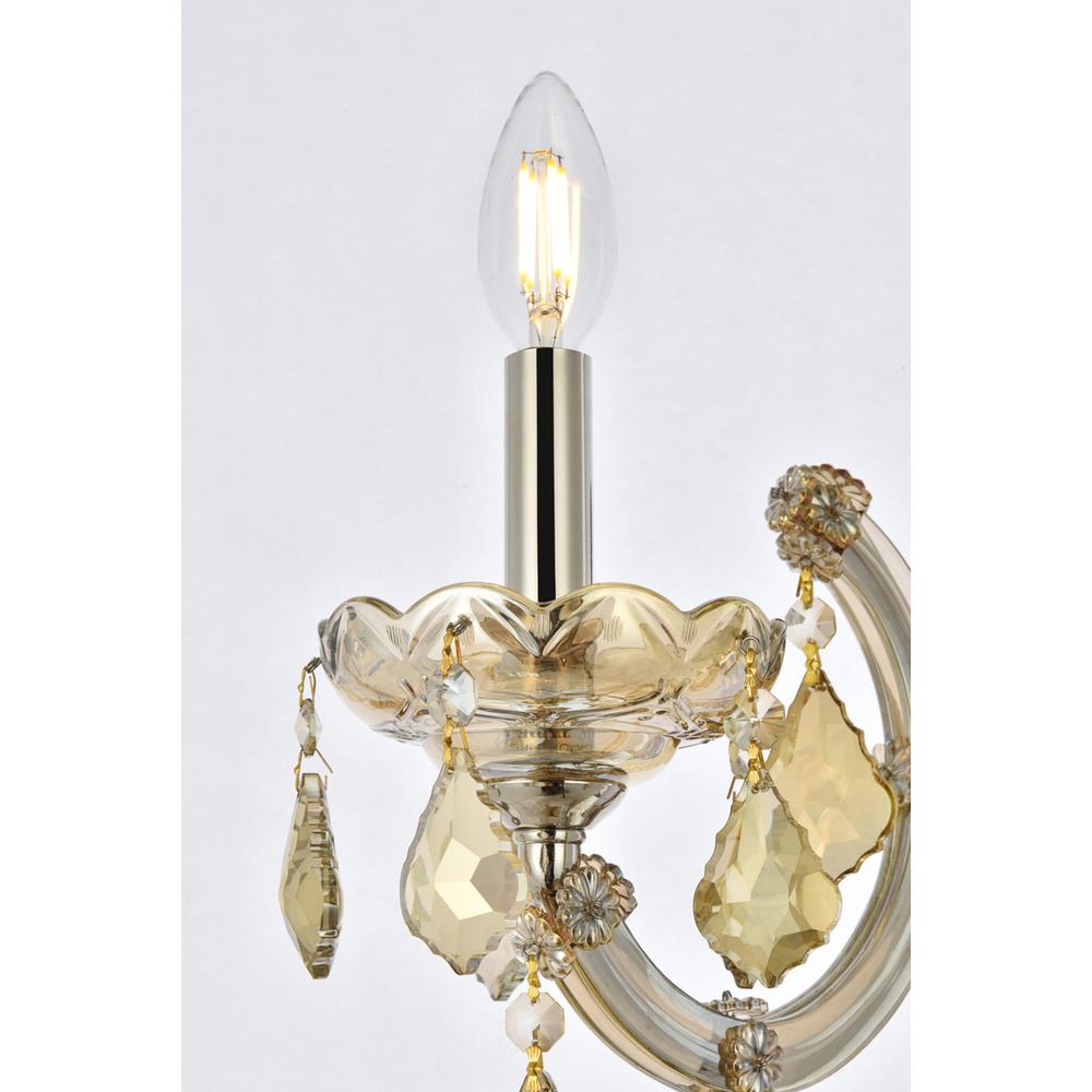 1 Light Golden Teak Wall Sconce Golden Teak (Smoky) Royal Cut Crystal. Picture 3