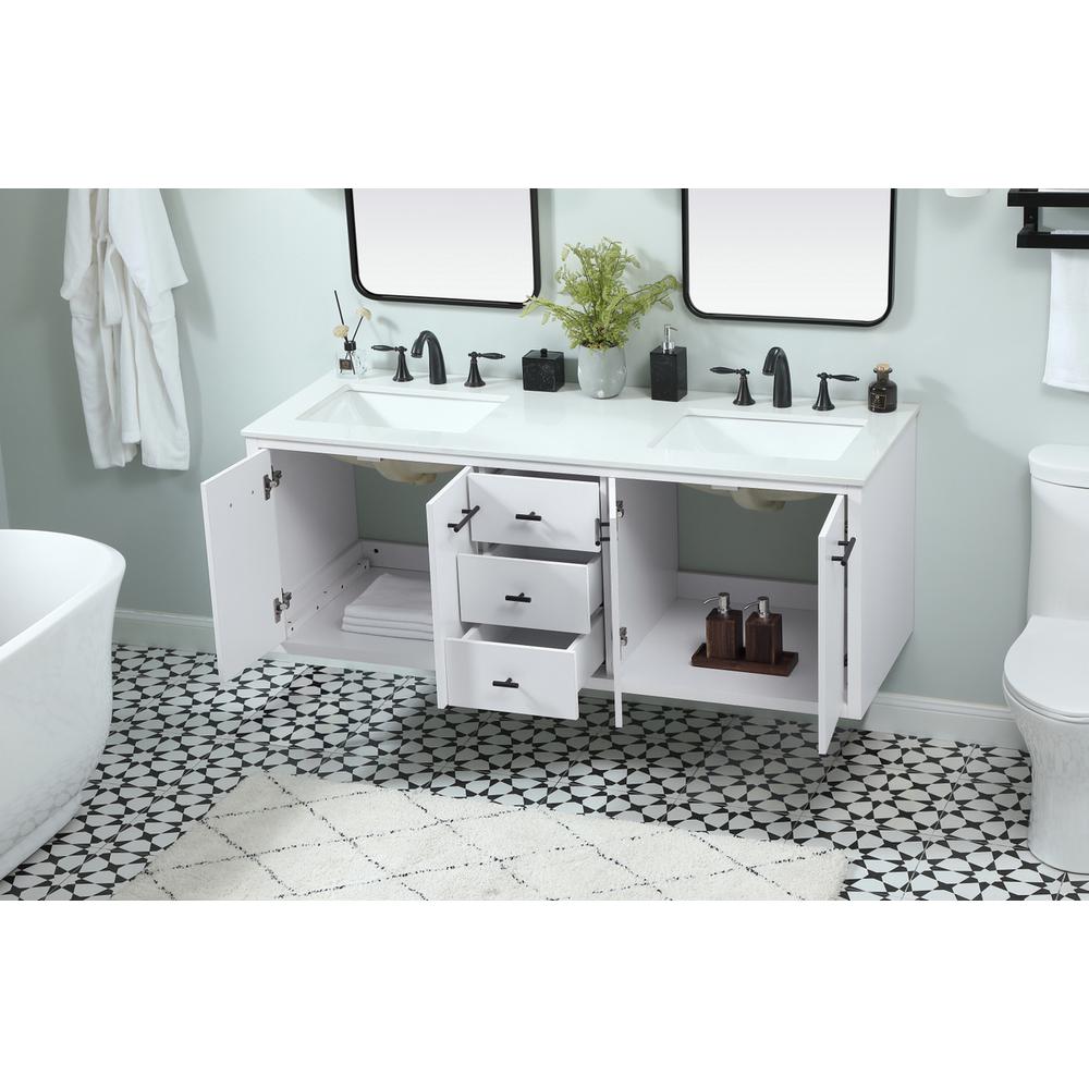 60 Inch Single Bathroom Vanity In White. Picture 6