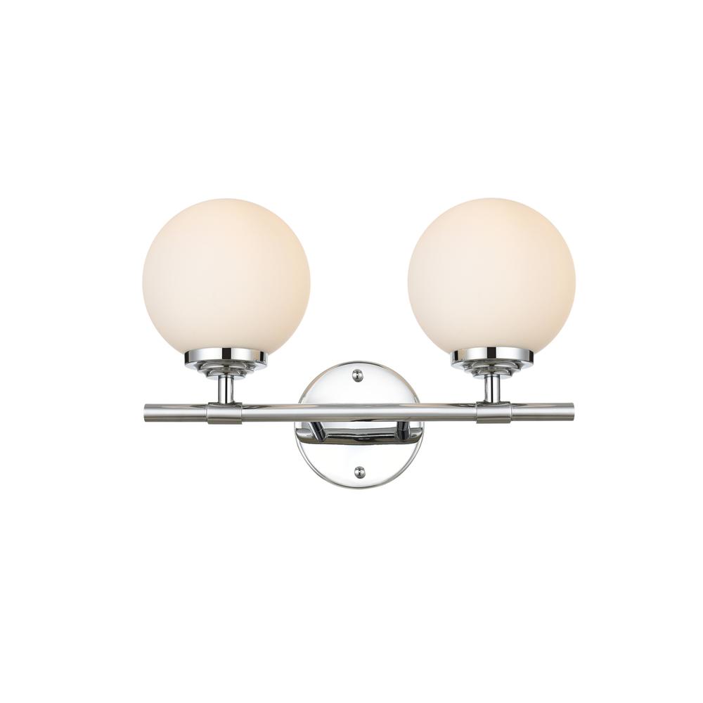 Ansley 2 Light Chrome And Frosted White Bath Sconce. Picture 1