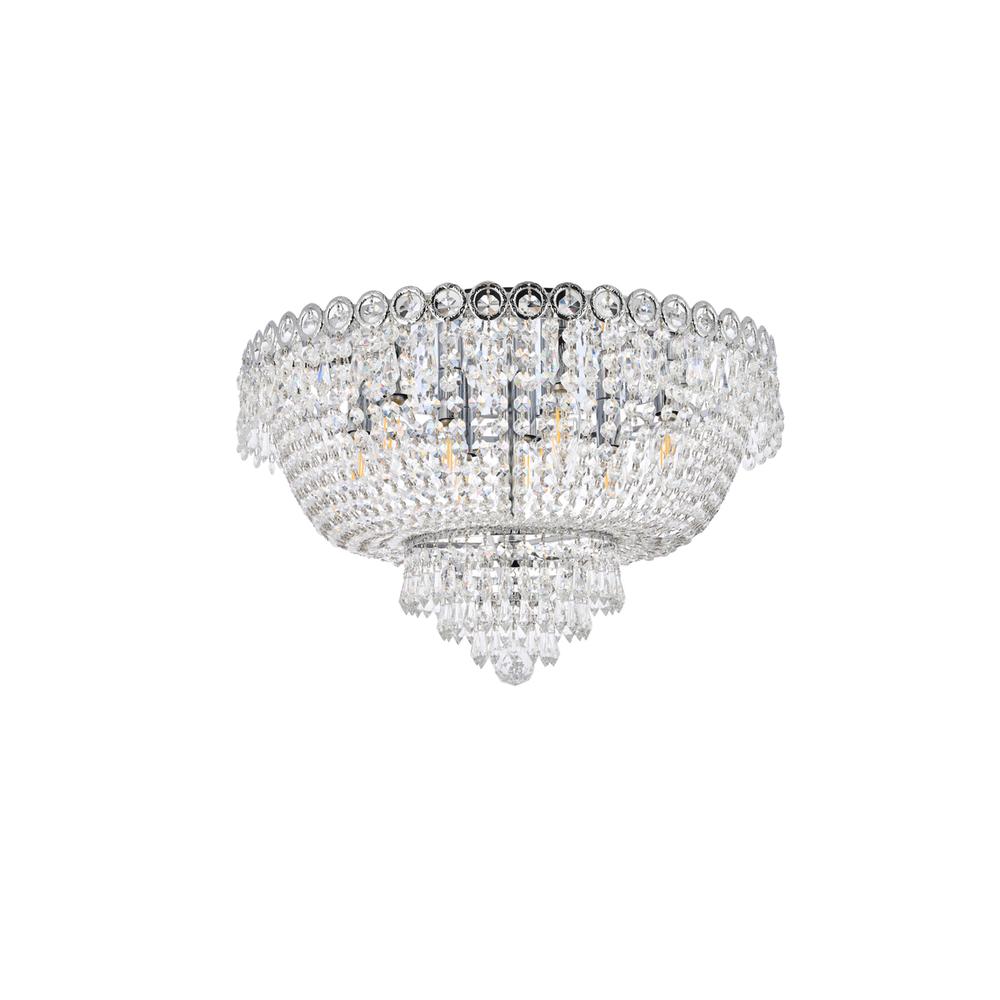 Century 9 Light Chrome Flush Mount Clear Royal Cut Crystal. Picture 6