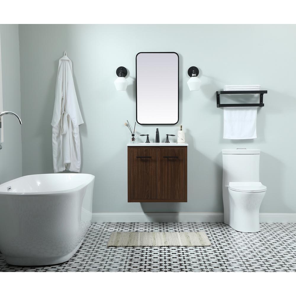 24 Inch Single Bathroom Vanity In Walnut. Picture 7