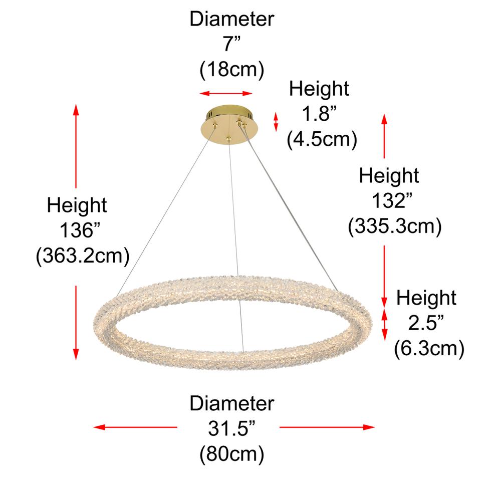 Bowen 32 Inch Adjustable Led Chandelier In Satin Gold. Picture 10