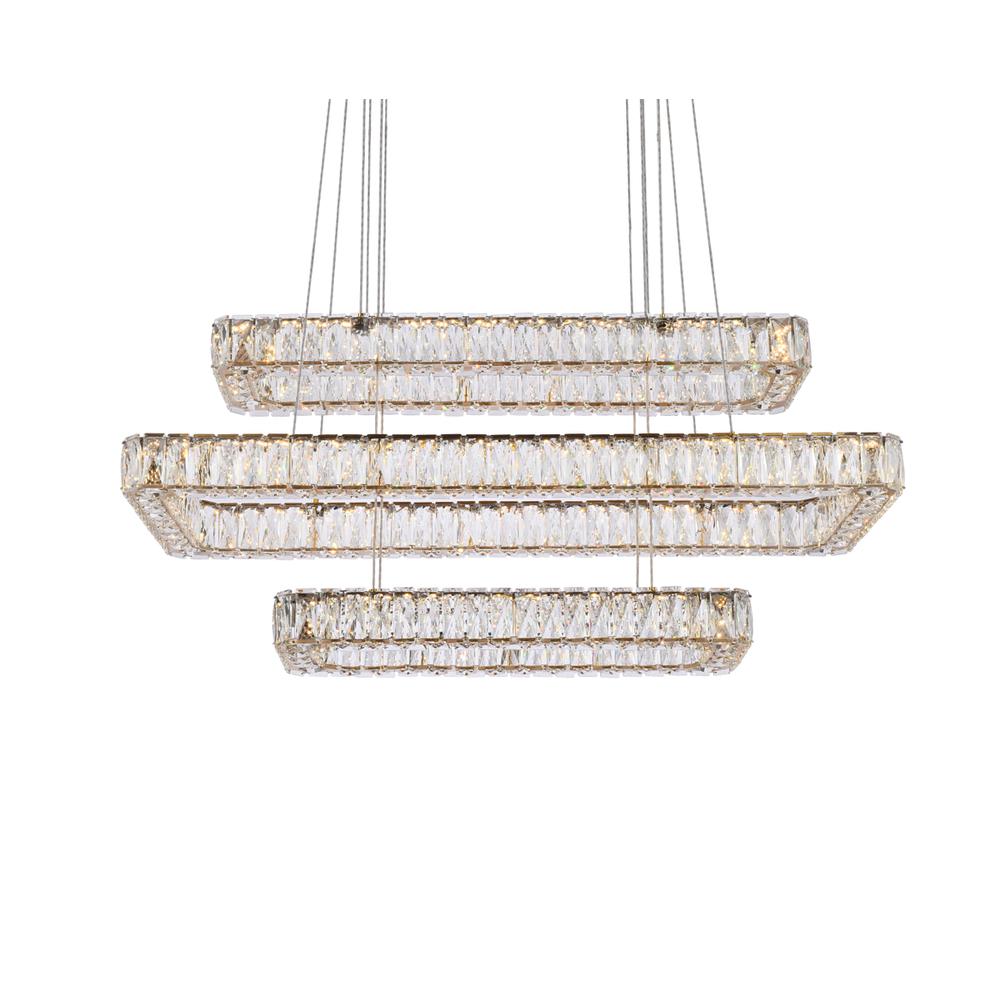Monroe 42 Inch Led Triple Rectangle Pendant In Gold. Picture 2