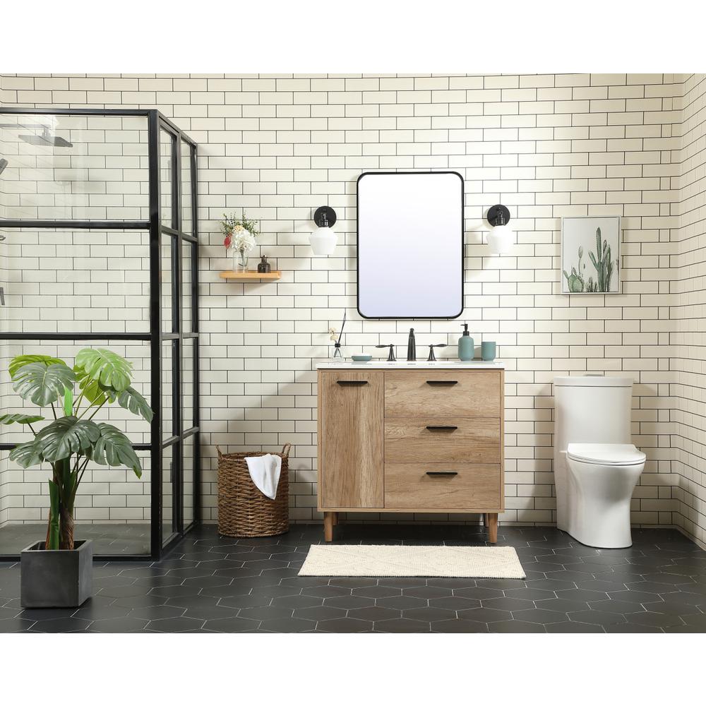 36 Inch Single Bathroom Vanity In Natural Oak. Picture 4