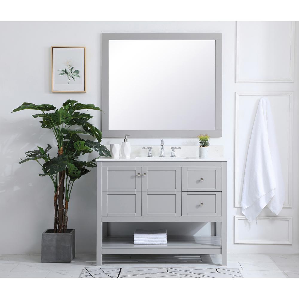 42 Inch Single Bathroom Vanity In Gray With Backsplash. Picture 4