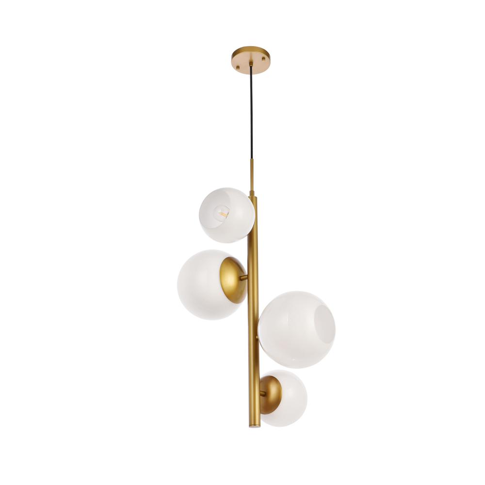 Wells 18 Inch Pendant In Brass With White Shade. Picture 6