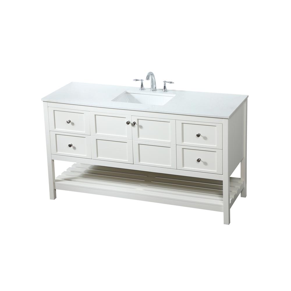 60 Inch Single Bathroom Vanity In White. Picture 8