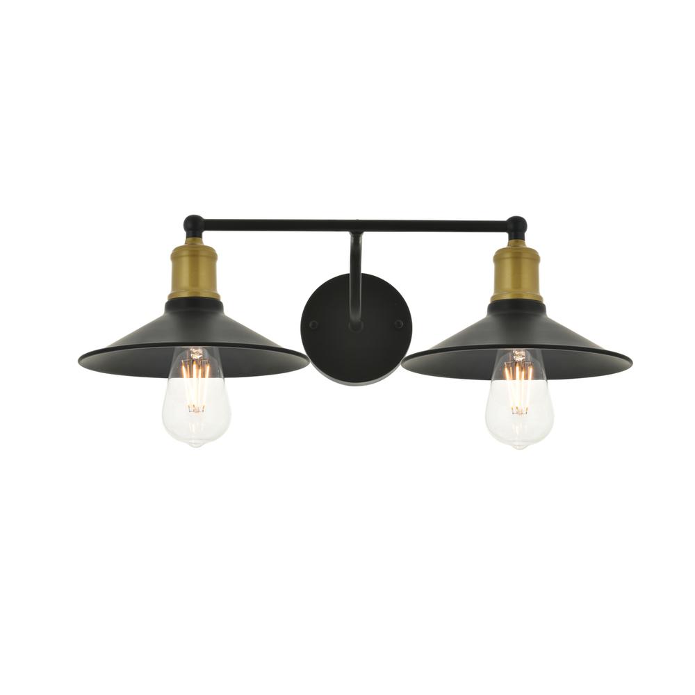 Etude  2 Light Brass And Black Wall Sconce. Picture 3