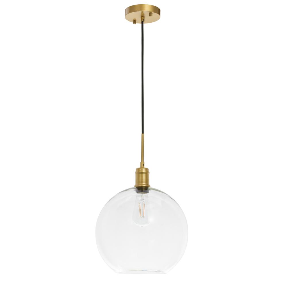 Emett 1 Light Brass And Clear Glass Pendant. Picture 4