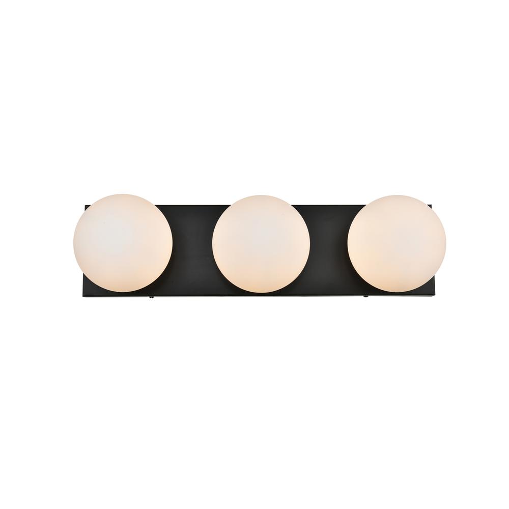 Jaylin 3 Light Black And Frosted White Bath Sconce. Picture 1